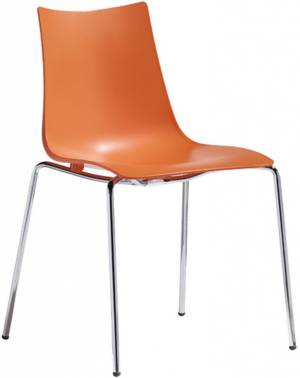 Стул пластиковый Zebra Technopolymer 4 legs хром, оранжевый 540х520х810 мм