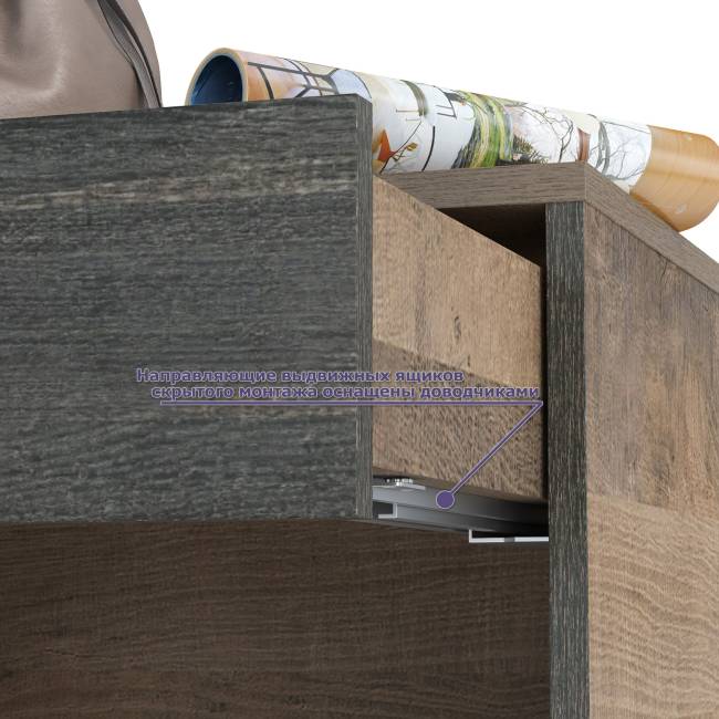 Трувор прихожая с зеркалом и комодом-тумбой с дверкой цвет дуб гранж песочный/интра