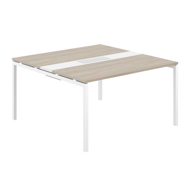 SG.282.OD.44.WH.WH / Стол переговорный комбинированный 1400х1438х750 МК40х40 / профиль: 40х40 белый; столешница: дуб темный, вставка белая