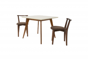 Стол Сканди М 100 орех/слоновая кость со стульями Франк орех велюр коричневый