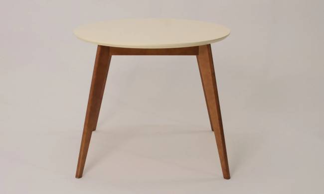 Стол Сканди К 90 орех/слоновая кость со стульями Франк орех велюр бежевый