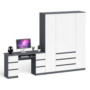 Стол компьютерный двухтумбовый со шкафом МШ1600.1 Мори цвет графит/белый