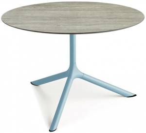 Столик ламинированный кофейный Tripe Maxi голубой, состаренный серый дуб Ø800х510 мм