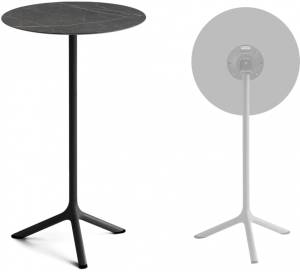 Стол ламинированный барный складной Tripe Folding черный, черный мрамор Сахара Ø600х1100 мм