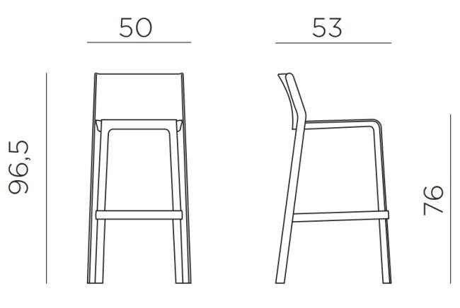 Стул пластиковый барный Trill Stool табак 500х530х965 мм