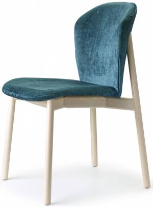 Стул деревянный с обивкой Natural Finn белый ясень, морской волны 490х540х790 мм