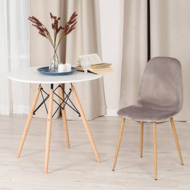 Стул BREEZE (mod. 4724) серо-бежевый/натуральное дерево металл/вельвет