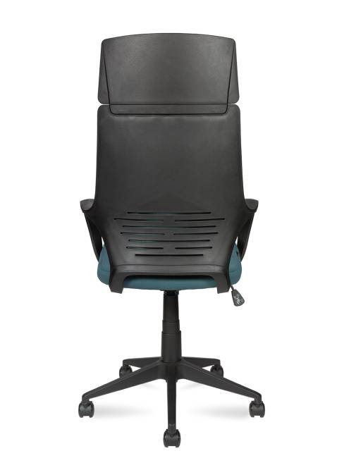 Кресло офисное / IQ / черный пластик / голубая ткань