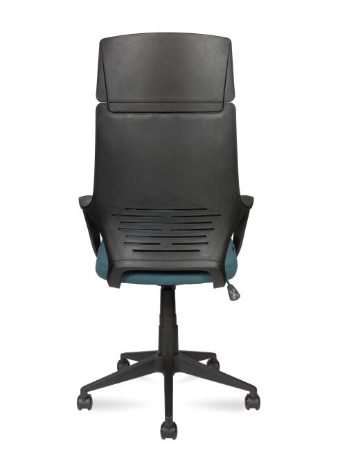 Кресло офисное / IQ / черный пластик / голубая ткань