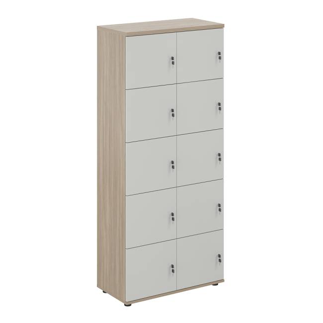 SG.820.OD.SH / Локер 10 ячеек 800х400х1866 / корпус: дуб темный; фасады: серый бархат