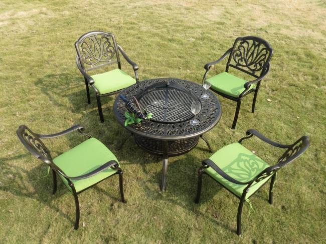 Набор литой мебели Fiji с мангалом из алюминия