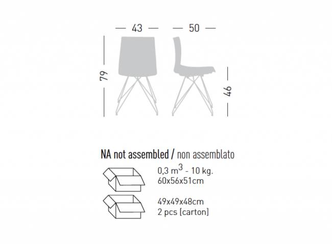 Стул пластиковый Kanvas TC красный 430х500х790 мм