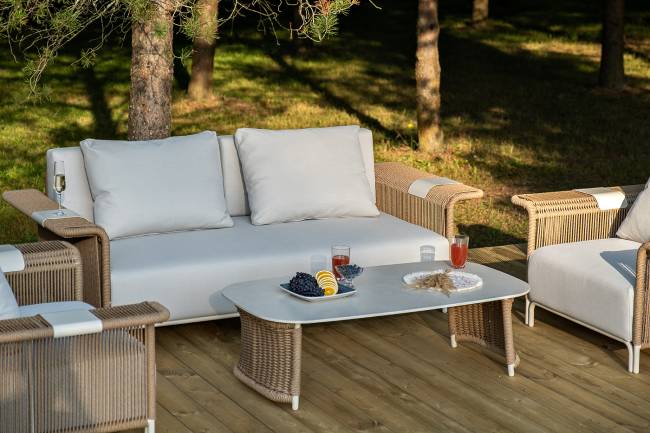 "Мальдивы" лаунж-зона из искусственного ротанга, цвет соломенный