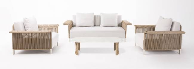 "Мальдивы" лаунж-зона из искусственного ротанга, цвет соломенный