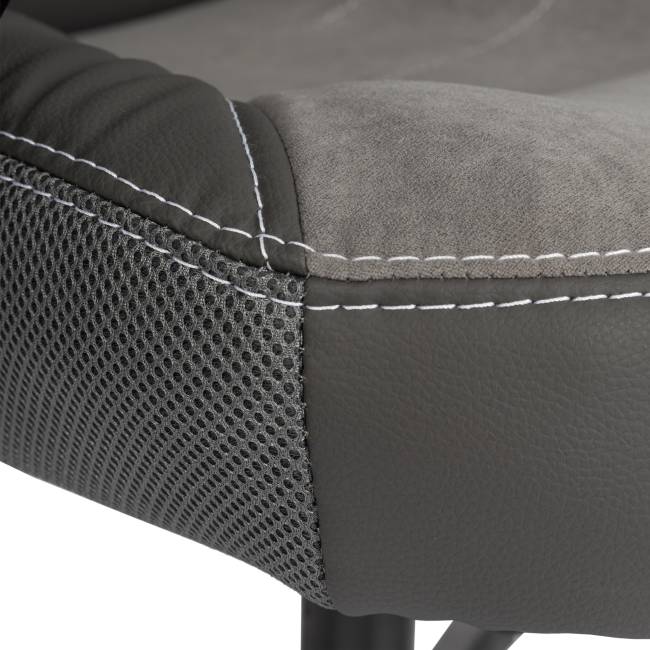 Кресло INTER (24) кож/зам/флок/ткань, серый/металлик, C-36/29/TW-12 серый/металлик кож/зам/флок/ткань