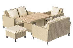 Комплект плетеной мебели MOKKA BELLA Family малый, соломенный