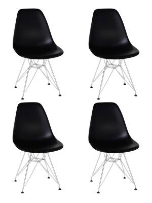 Набор 4 шт Стул обеденный DOBRIN DSR, ножки хром, цвет чёрный (B-03)