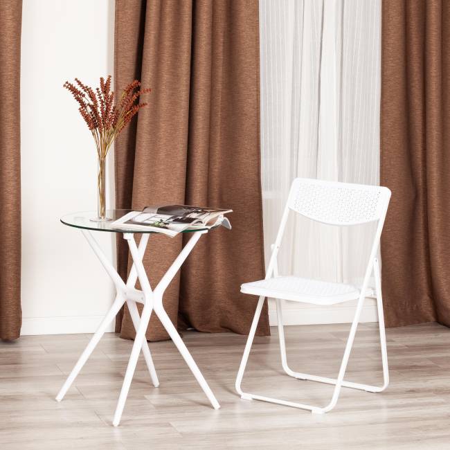 Стул складной Folder/Фолдер (мод. 3016)/2 шт. в упаковке каркас: металл, сиденье/спинка: пластик, 48,5х48х82,5см, белый  (Комплект из 2 шт.) белый каркас: металл, сиденье/спинка: пластик