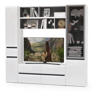 Сидней набор мебели № 42 цвет белый/чёрный/фасады МДФ белый глянец