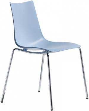 Стул пластиковый Zebra Technopolymer 4 legs хром, голубой 540х520х810 мм