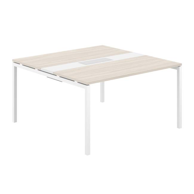 SG.282.OL.44.WH.WH / Стол переговорный комбинированный 1400х1438х750 МК40х40 / профиль: 40х40 белый; столешница: дуб светлый, вставка белая