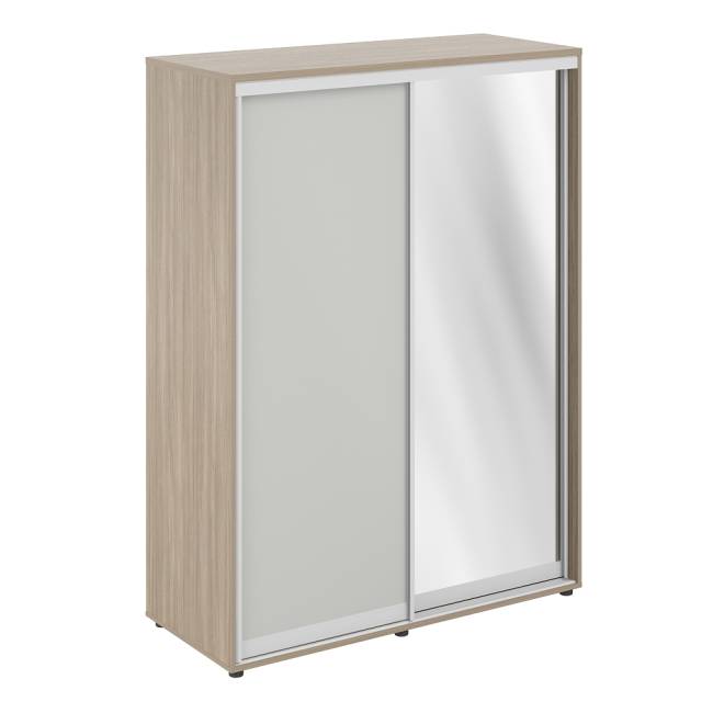 SG.716.OD.SH.AL / Шкаф купе 1438х600х1953  высокий, з.ст. ХДФ, 2 штанги / корпус цвет: темный дуб, двери: серый бархат + зеркало