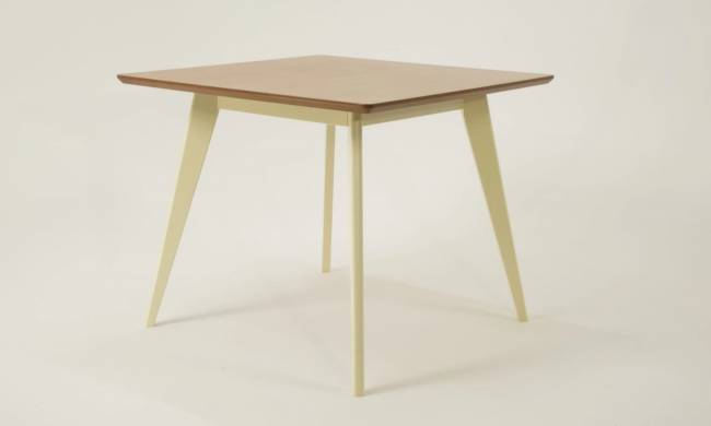 Стол Сканди М 90, Слоновая кость/Натуральное дерево