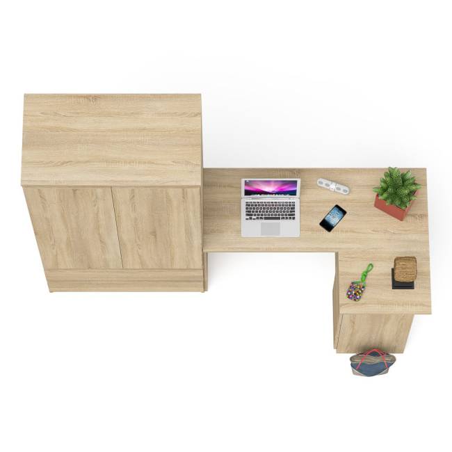 Стол компьютерный угловой правый Мори и шкаф-комод Мори МШ900.1 цвет дуб сонома