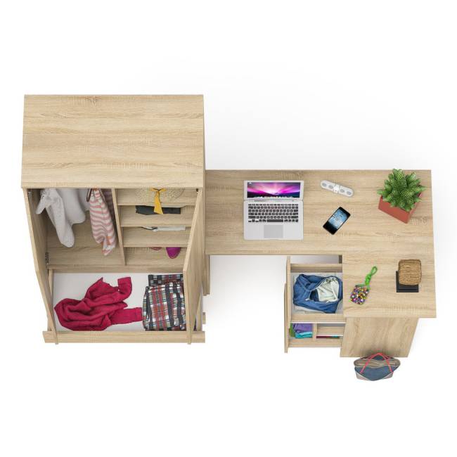 Стол компьютерный угловой правый Мори и шкаф-комод Мори МШ900.1 цвет дуб сонома