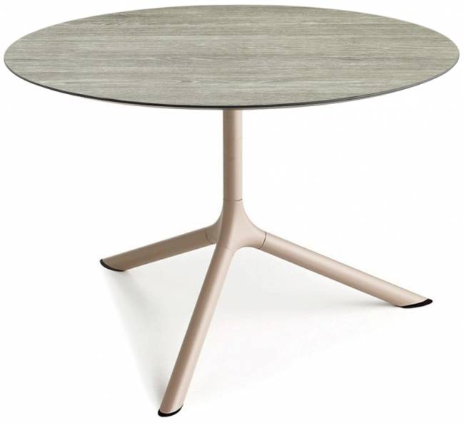 Столик ламинированный кофейный Tripe Maxi тортора, состаренный серый дуб Ø800х510 мм