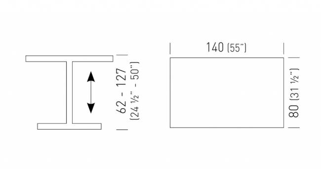 Стол ламинированный с регулировкой высоты Azione 1400х800х620-1270 мм