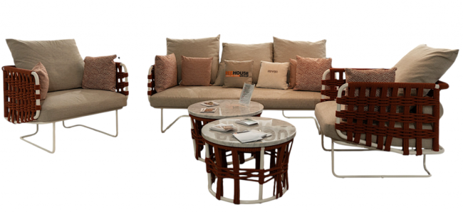 Комплект плетеной лаунж мебели Nido белый, 14, 6/10, 1/5, 6/5, белый мрамор Каррара