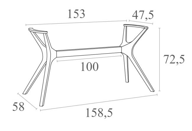 Подстолье пластиковое плетеное Ibiza Legs XL антрацит 1585х580х725 мм