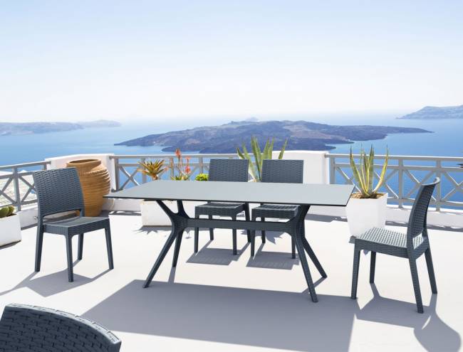 Подстолье пластиковое плетеное Ibiza Legs XL антрацит 1585х580х725 мм