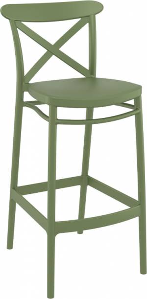 Стул пластиковый барный Cross Bar 75 оливковый 450х520х1060 мм