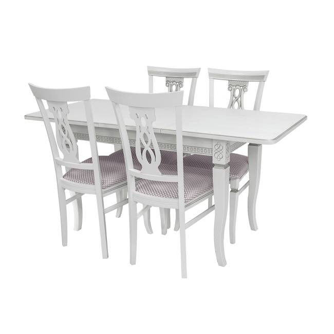 Набор мебели для кухни Leset Дакота 1Р + Юта Белый патина серебро Атина серебро