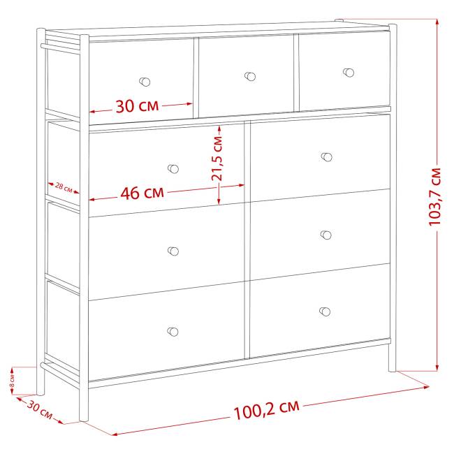 Комод Leset Хайди 9 ящиков Белый Белый Комод Leset Хайди 9 ящиков Белый Белый