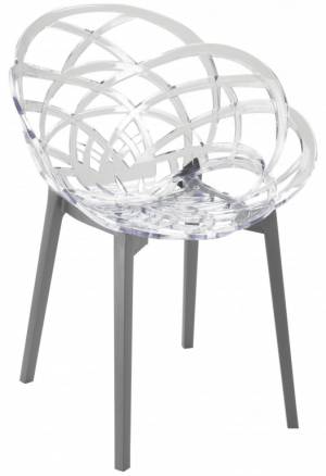 Кресло прозрачное Flora антрацит, прозрачный 590х600х830 мм