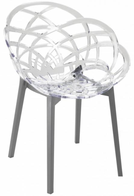 Кресло прозрачное Flora антрацит, прозрачный 590х600х830 мм