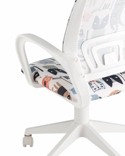 Кресло детское Бюрократ BUROKIDS 1 W мультиколор коты крестовина пластик белый