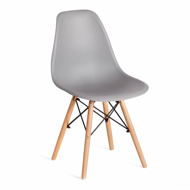 Стул CINDY (EAMES) (mod. 1801) / 1 шт. в упаковке дерево бук/металл/сиденье пластик, 45x51x82 см, Light grey (светло-серый) Light grey (светло-серый) дерево бук/металл/сиденье пластик