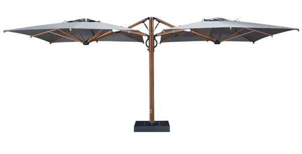 Зонт профессиональный двухкупольный 2.9х6.3 м Galaxia Dual T Timber имитация ироко, серебристо-серый 2900х6300 мм Зонт профессиональный двухкупольный 2.9х6.3 м Galaxia Dual T Timber имитация ироко, серебристо-серый 2900х6300 мм