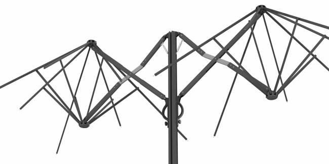 Зонт профессиональный двухкупольный 2.9х6.3 м Galaxia Dual T Timber имитация ироко, серебристо-серый 2900х6300 мм Зонт профессиональный двухкупольный 2.9х6.3 м Galaxia Dual T Timber имитация ироко, серебристо-серый 2900х6300 мм