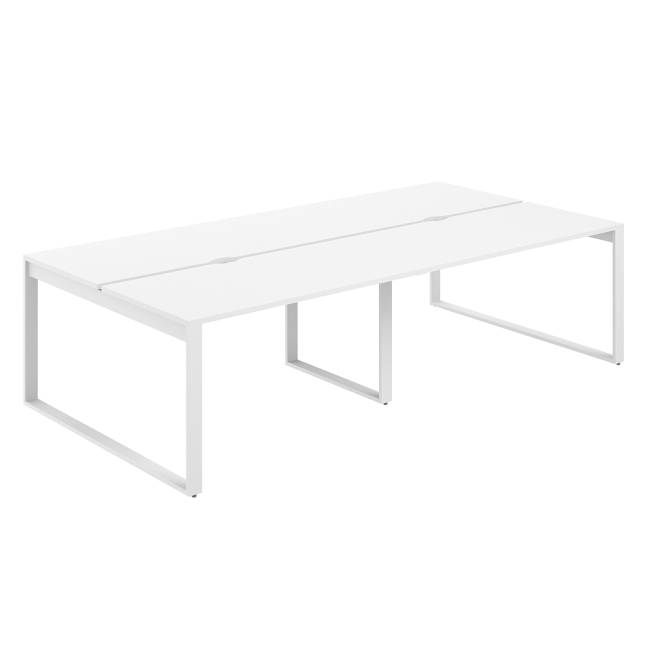 AG.149.WH.V.72.WH  / Рабочая станция 3200х1638х750  / профиль О-образный: 70х20 белый; столешница с вырезом: белый