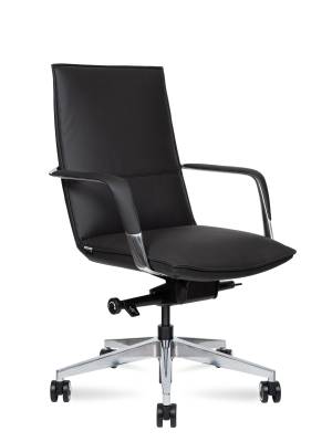 Кресло офисное / Паркер LB / Parker LB / черная экокожа / алюминиевая база