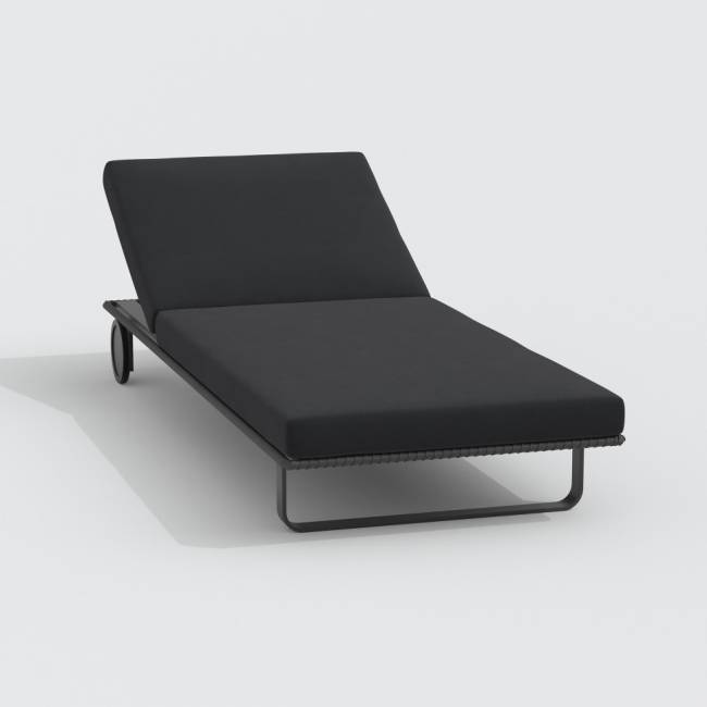Шезлонг COSTA на колесах черный - каркас карбон