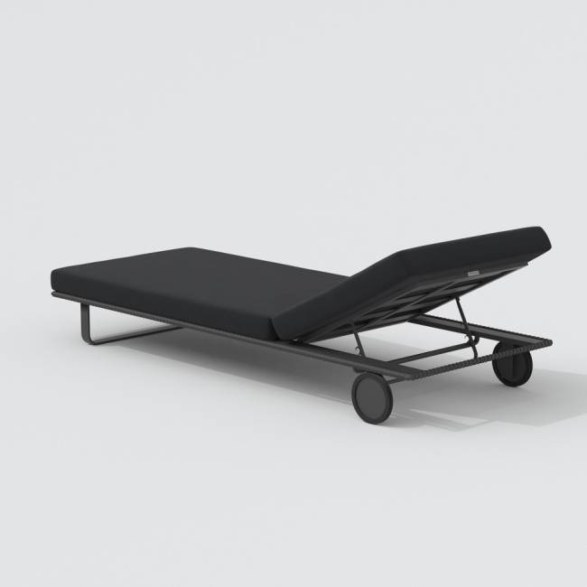 Шезлонг COSTA на колесах черный - каркас карбон