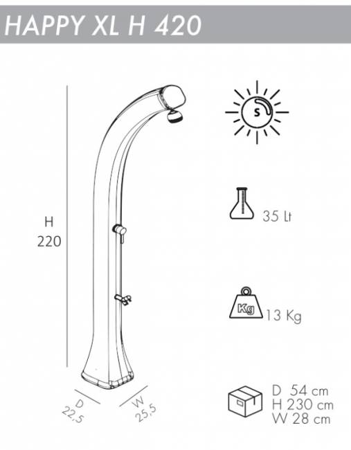 Душ солнечный Happy XL H 420 синий 225х255х2200 мм Душ солнечный Happy XL H 420 синий 225х255х2200 мм