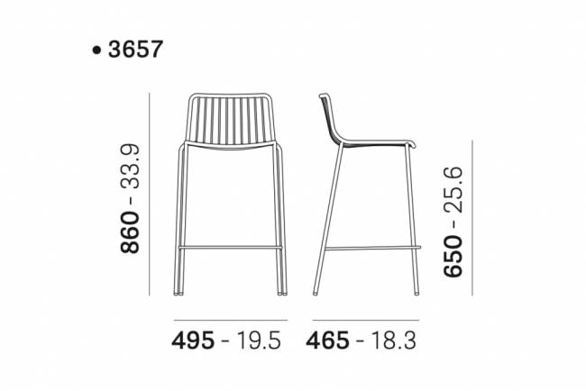Стул металлический полубарный Nolita серый 495х465х860 мм