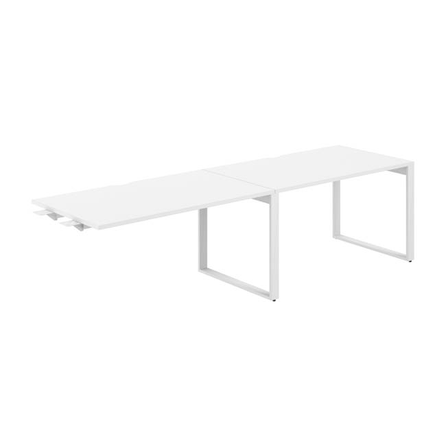 AG.198.WH.V.72.WH / Рабочая станция комбо s-b-s 2800х800х750 / профиль О-образный: 70х20 белый; столешница с вырезом; столешница: белый